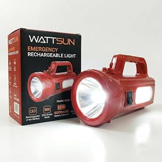 WATTSUN 20W Rechargeable LED Torch with15W Sidelight | 6000mAh Battery, 10-Hour Backup | Type-C Fast Charging | Long Range... Price In India