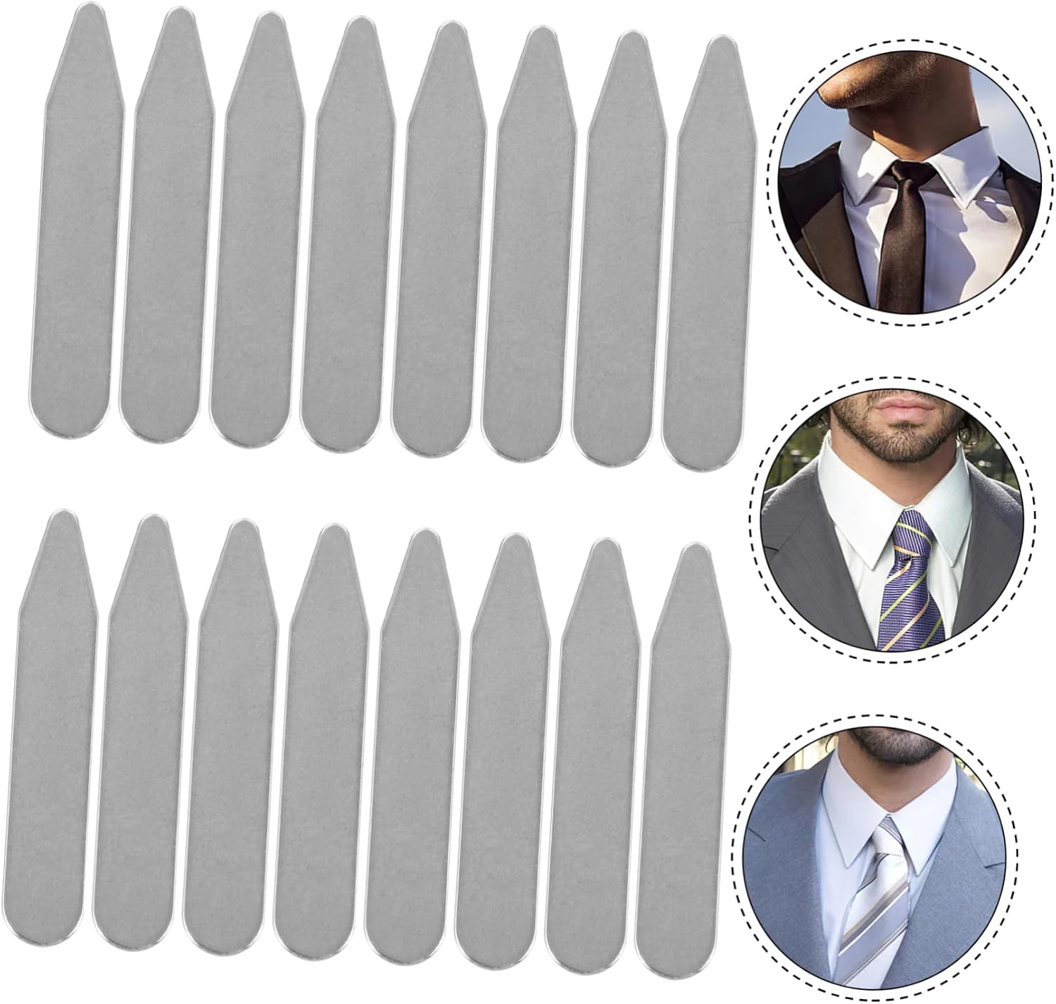 16pcs Men's Dress Shirt Collar Stays Stays for Men's Shirts Long Sleeve