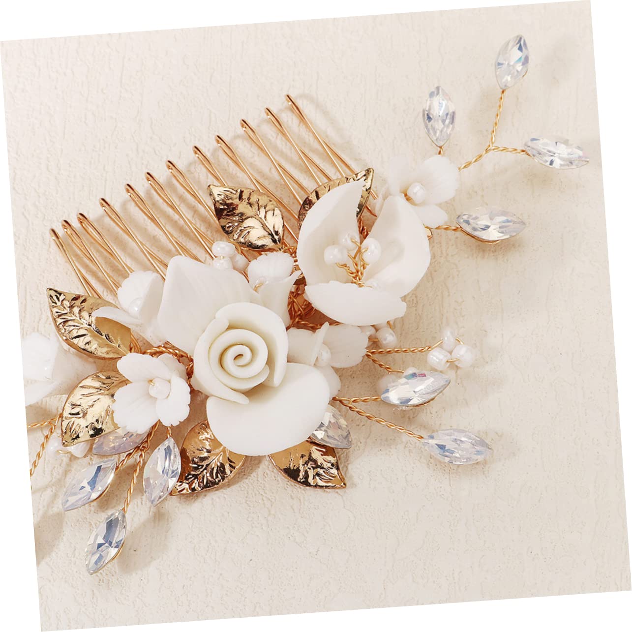 FRCOLOR 4 Stück Brautkamm hair accessories for wedding hair accessories combs Hochzeitskamm Brautaccessoires wiederverwendbarer Kopfschmuck braut haar seitenkamm Keramik Golden