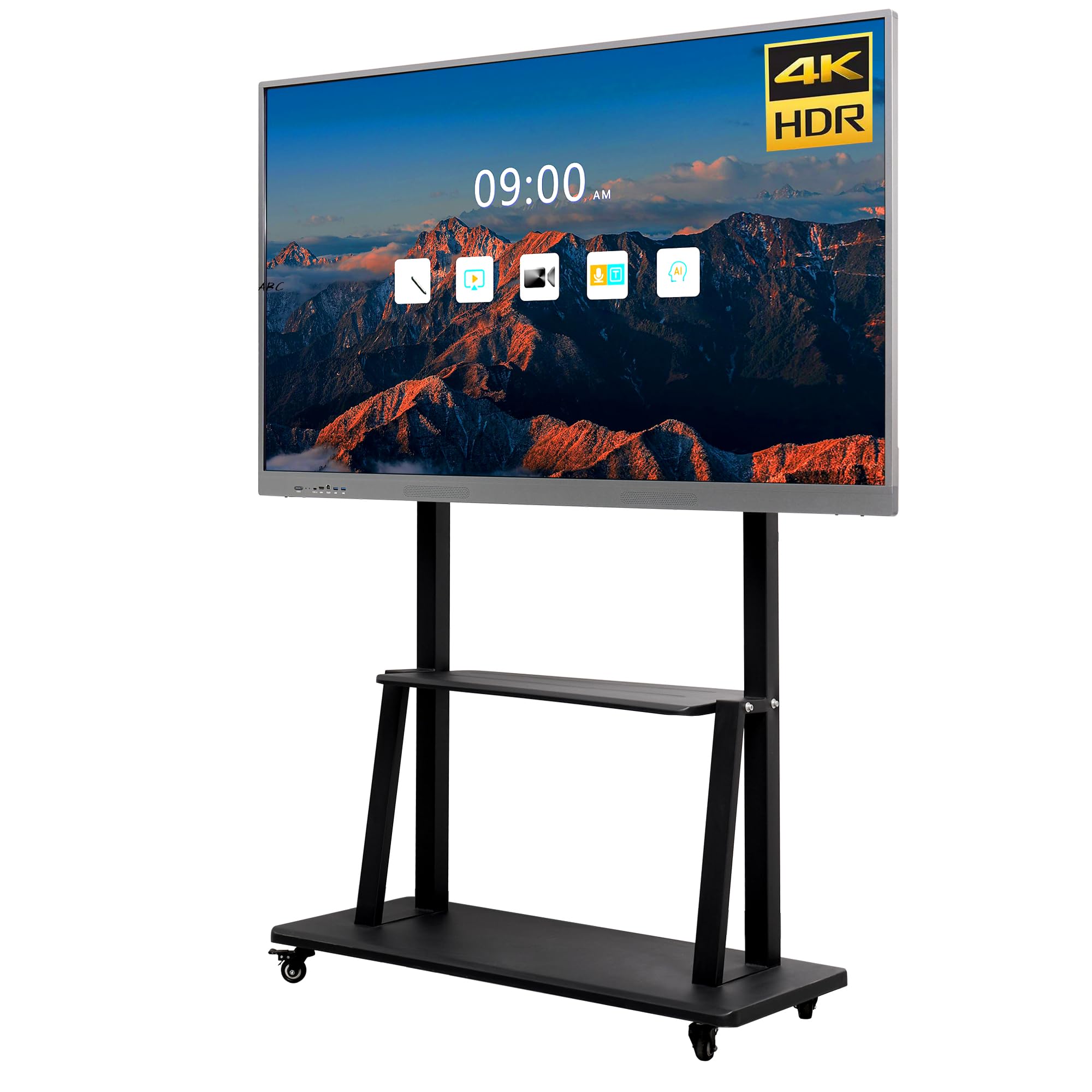 ZWANGHONG Interactive Whiteboard, 65'' 4K UHD Smart Whiteboard, Interactive Touch Screen Smartboard, Smart Board for Classroom Core i3-4 RAM 8GB+SSD 128GB(Mobile Mount Included), HYJ-65-i3