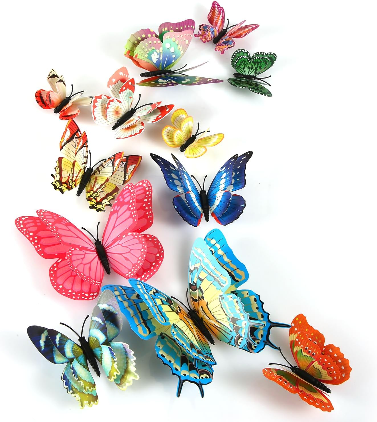12pcs Glow in The Dark Butterfly Wall Stickers, Colorful 3D Butterfly Magnets, Double Layer Luminous Removable DIY Wall Art Crafts for Kids Girls Bedroom Home Room Decor