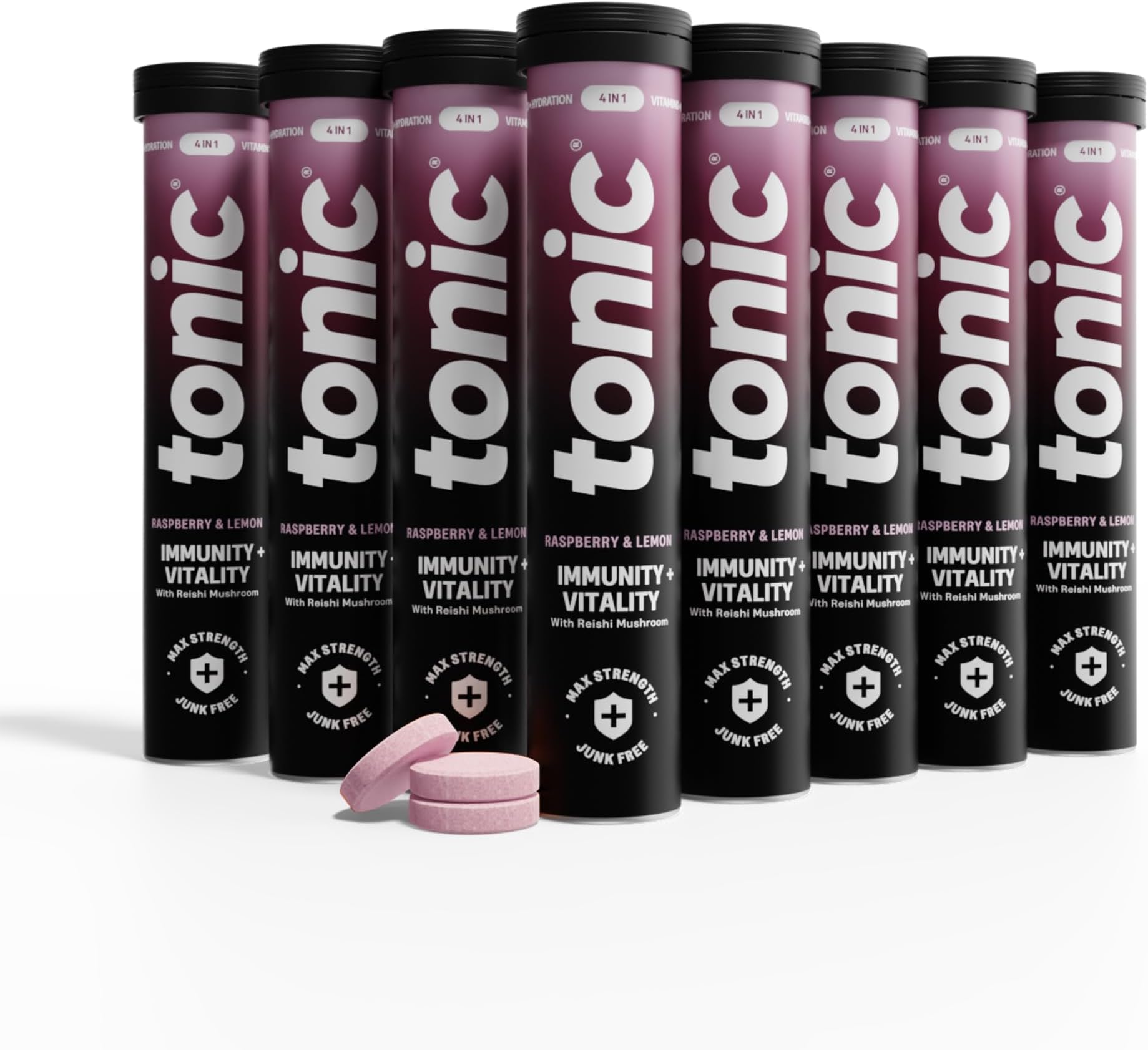 Daily Immunity Tablets - 4-in-1 Effervescent Multivitamins, Minerals & Phytonutrients - Vitamin D, Vitamin C and Zinc - Vegan, No Sugar- Max Strength Tablets, Raspberry & Lemon, 160 Count