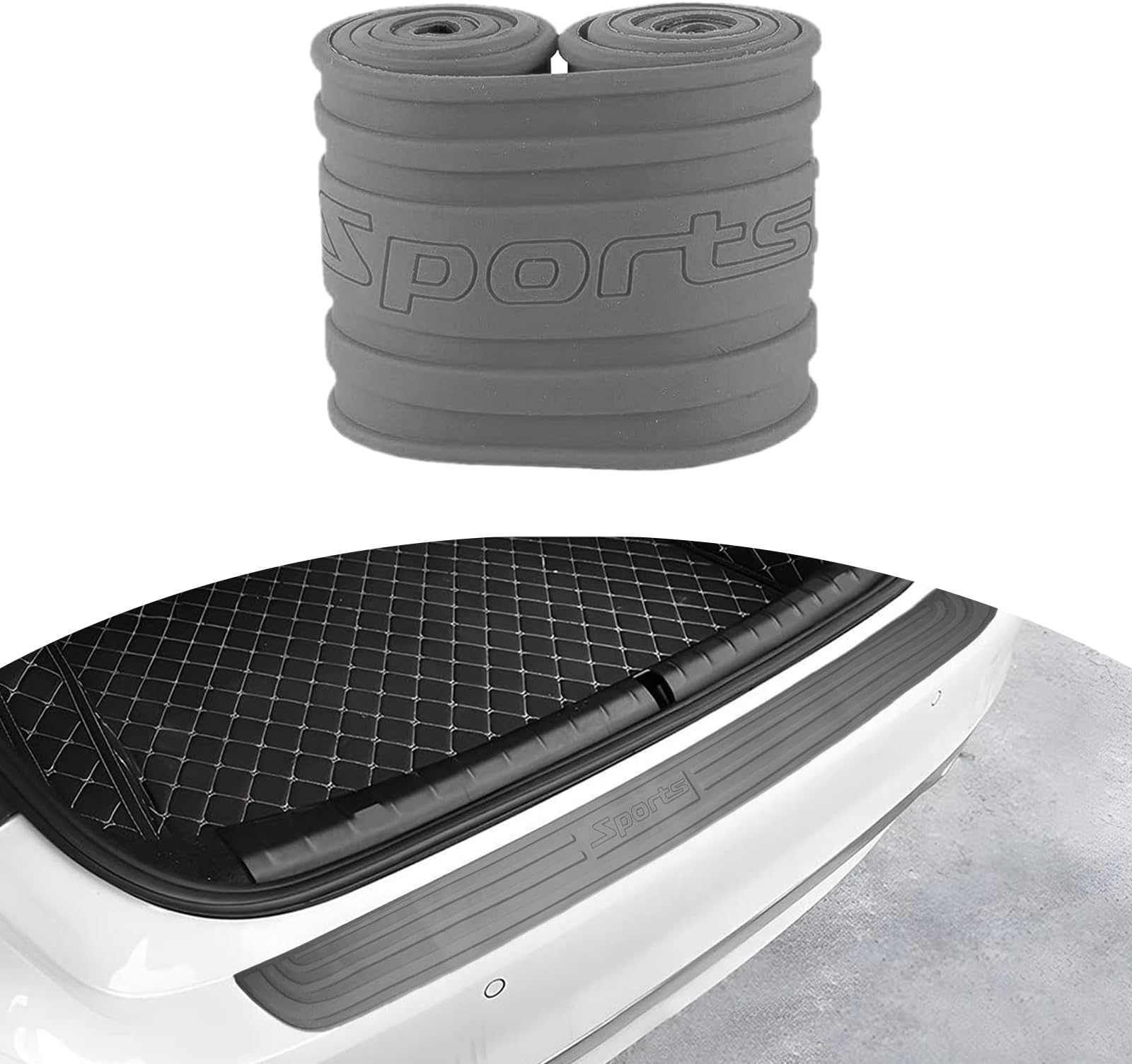 ZicinerCar Rear Bumper Protector Guard, Auto Anti-Scratch Collosion Rubber Trunk Door Entry Guards, Non-Slip Vehicle Bumper Protection Strip, Fit for Most Cars, Vans (35"x2.7", Grey Sport)