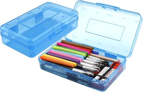 Caja de lápices, estuche transparente de gran capacidad, 1 estuche rígido para lápices, caja de lápices transparente con tapa hermética, diseño