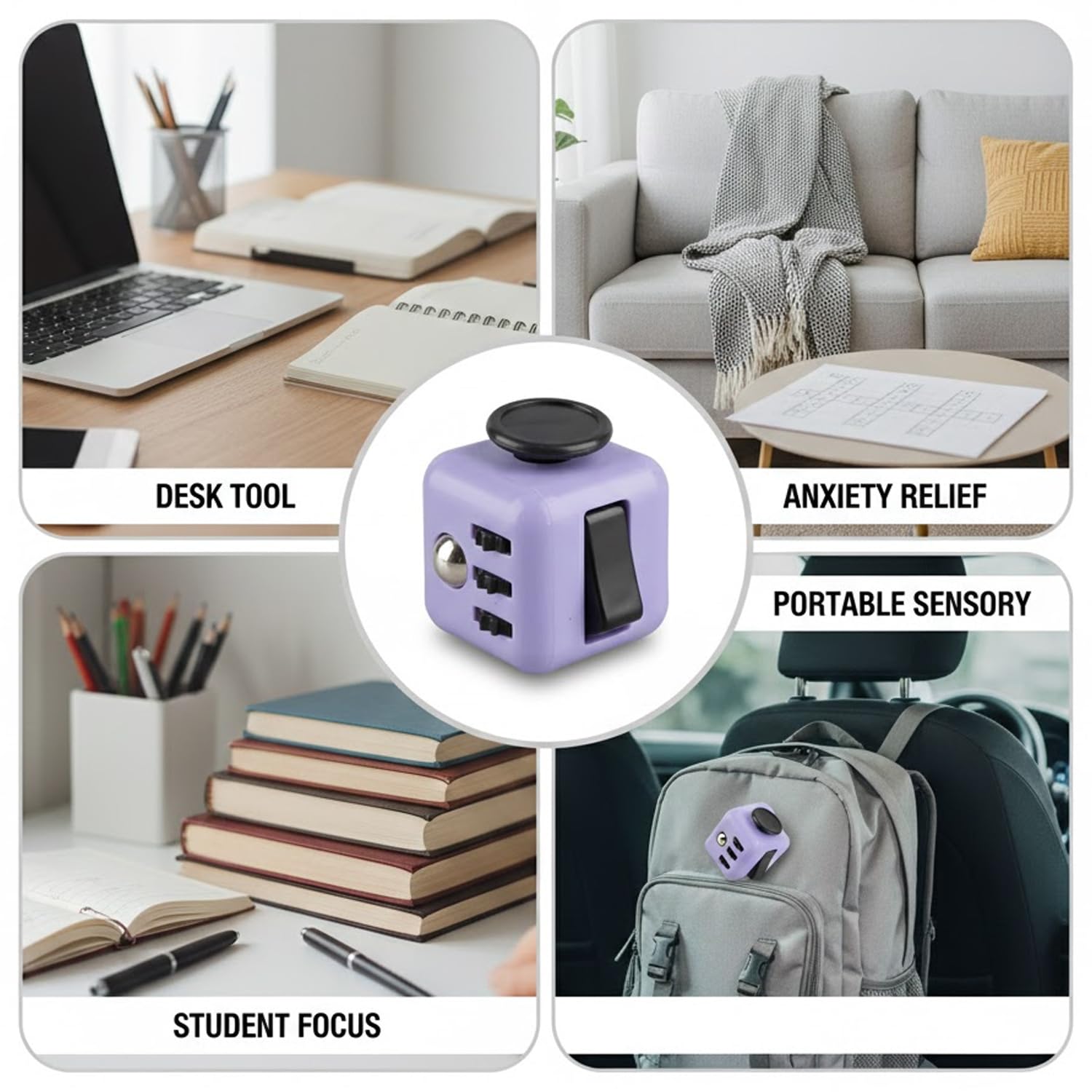 Lotsdonxia Fidget Cube - Multi-functional Stress Relief, 6-Sided Sensory Toy for Focus and Anxiety Management - Image 4