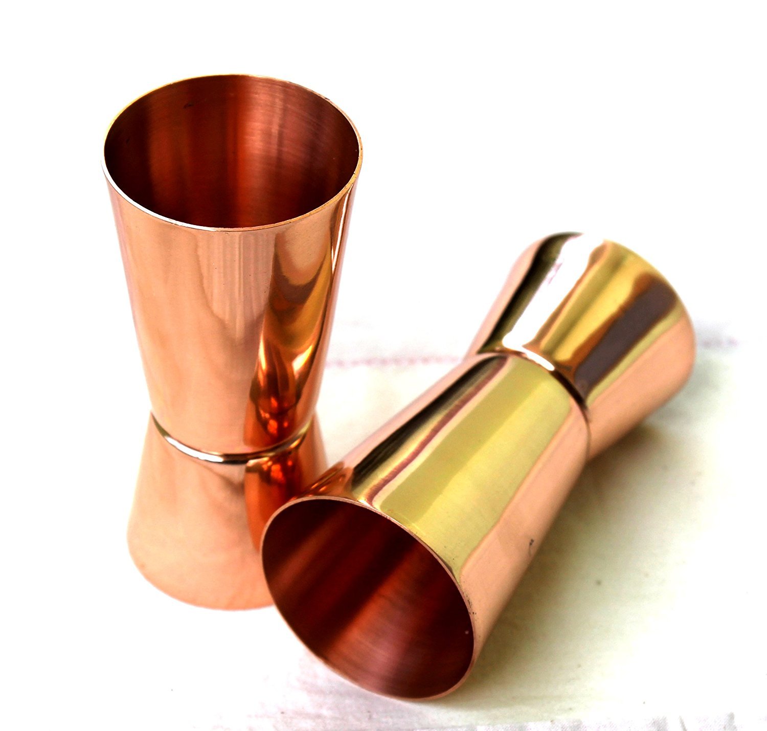Parijat artisanale en cuivre pur à mesurer Mesureur Verres à shot double face Jiggers – 56,7 gram et 28,3 gram., Cuivre, marron, 1 and 2 Ounce