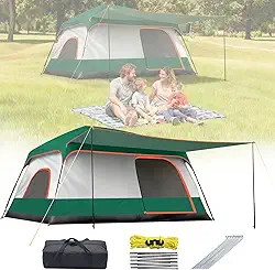 Barraca Camping Família Acampamento para 6-8 Pessoas com Varanda, Tenda Familiar Impermeável com Proteção Solar e Fácil de Transportar, Inclui Bolsa de Armazenamento.
