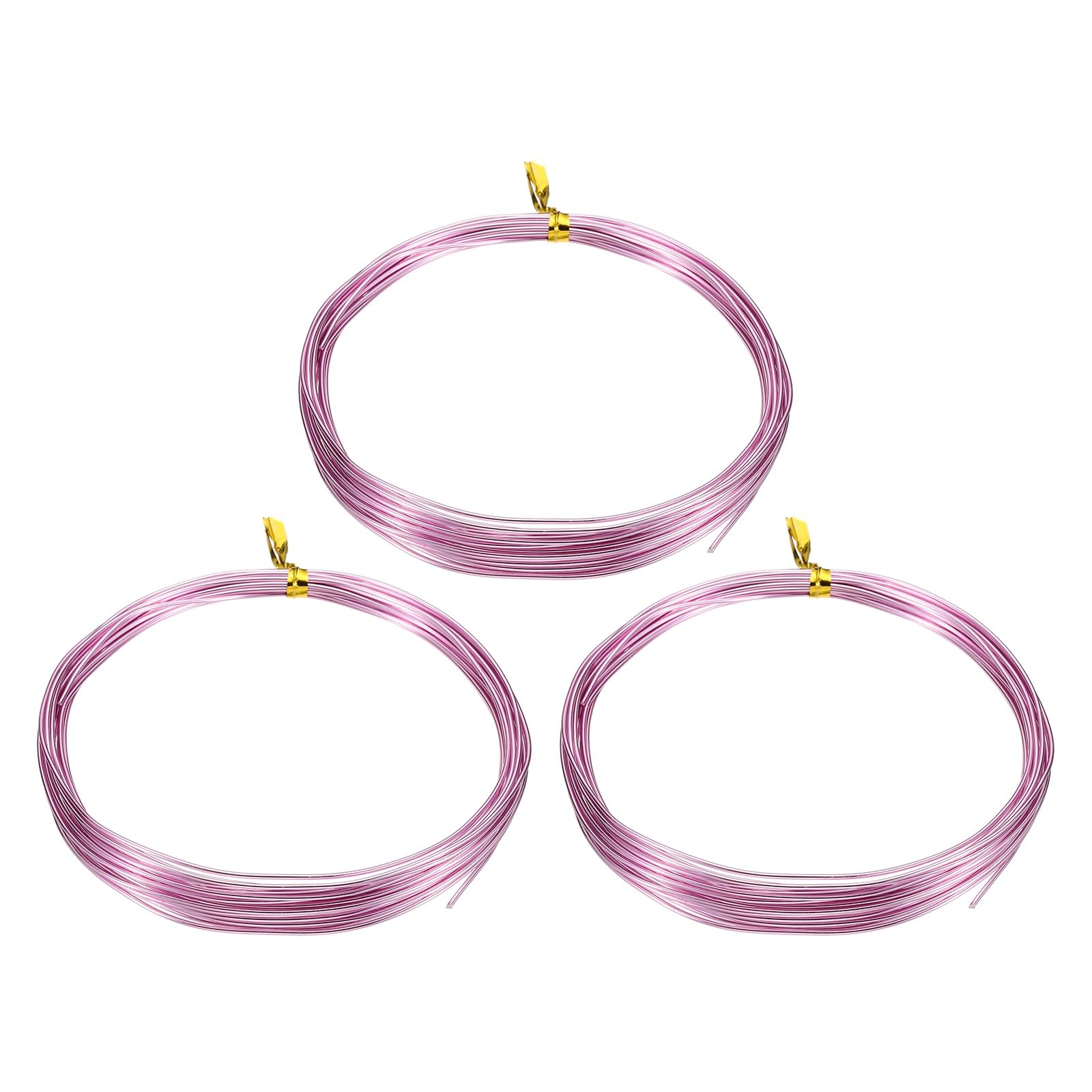sourcing map 3 Roll Bonsai Wire 1mm Each Roll 16.4ft (5m) Anodized Aluminum Bonsai Wire for Gardening Tree Branch Fixing DIY Crafting, Pink