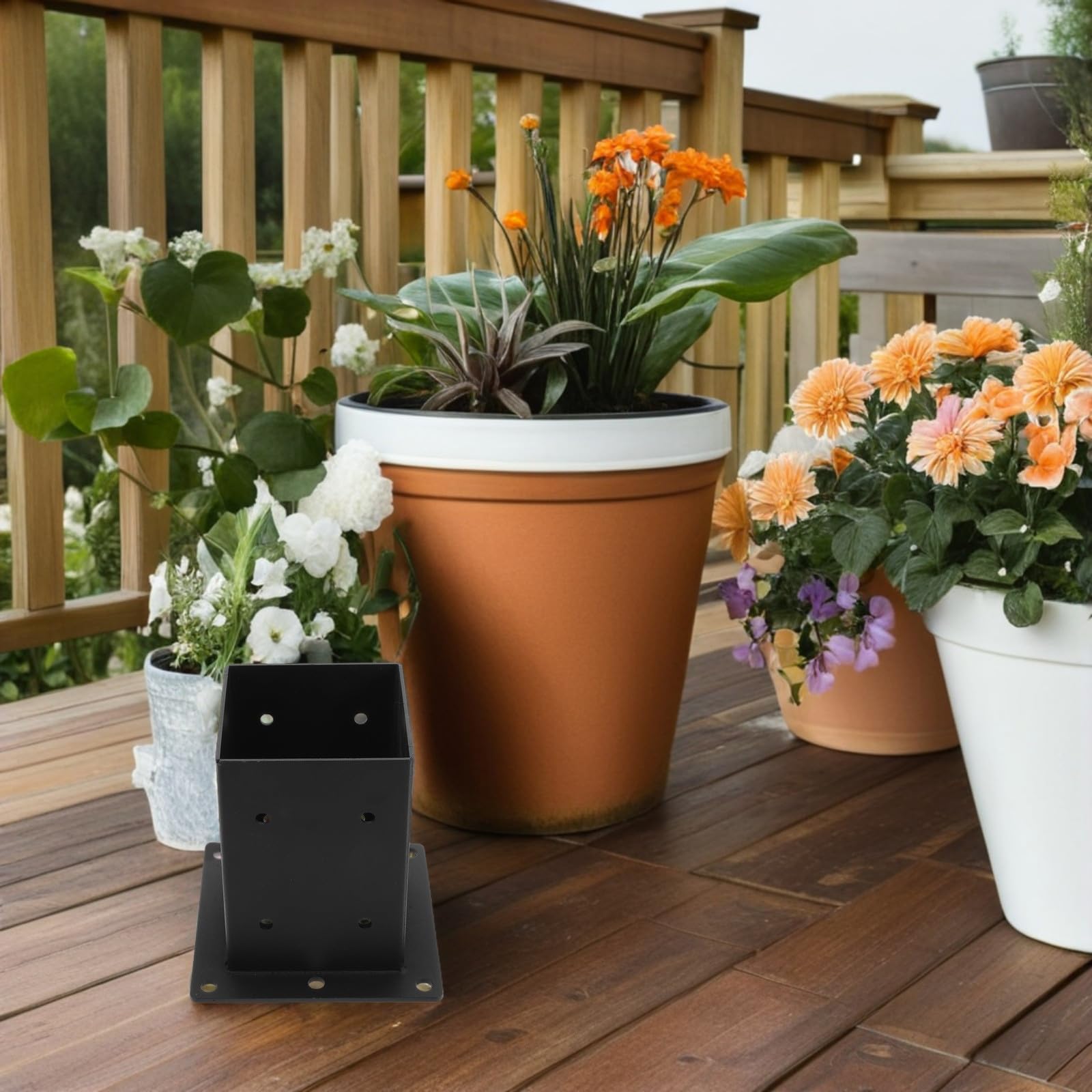 Mipcase Base de Poste de Cerca Soporte Metálico para Postes Metal Negro Recubrimiento para Montaje y Buzones