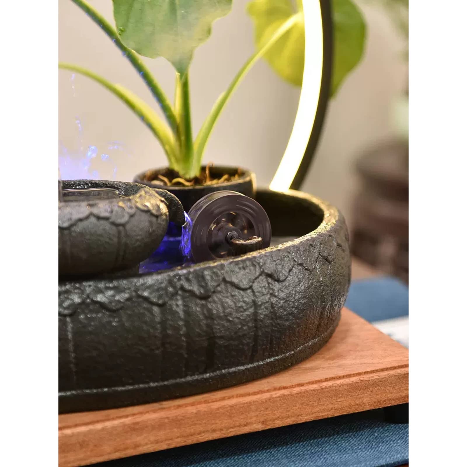 Fuente de Interior Fuente de Mesa de cerámica Fuente de Mesa de cerámica for Interiores Mini característica de Agua for decoración del hogar Mesa Escritorio Oficina Patio Fuentes para jardín
