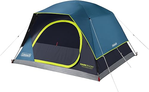 Coleman 46810 Person Skydome Dark Room Tent with Rainfly, 5 Minute Setup, Blocks 90% of Sunlight, 20% More Headroom Than Traditional Tents
