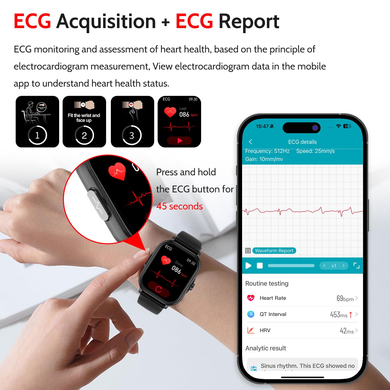 Smartwatch Donna Uomo,2.01"ECG+HRV/Rispondi/Effettua una chiamata 𝐆𝐥𝐢𝐜𝐞𝐦𝐢𝐚 Orologio 2025 con meteo Frequenza cardiaca Stress emotivo SPO2 di pressione sanguigna Sonno fitness sportivo Nero