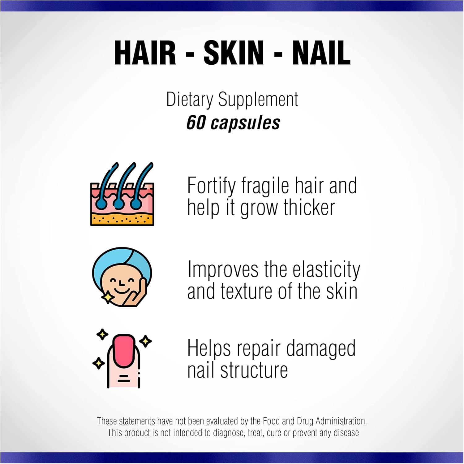 Hair Skin and Nails Supplement 60 Capsule by Natural Systems - Strong Nails and Hair Growth Vitamins for Women and Men - Natural Biotin Hair Skin and Nails Vitamin - Skin Protection Supplements - Image 4