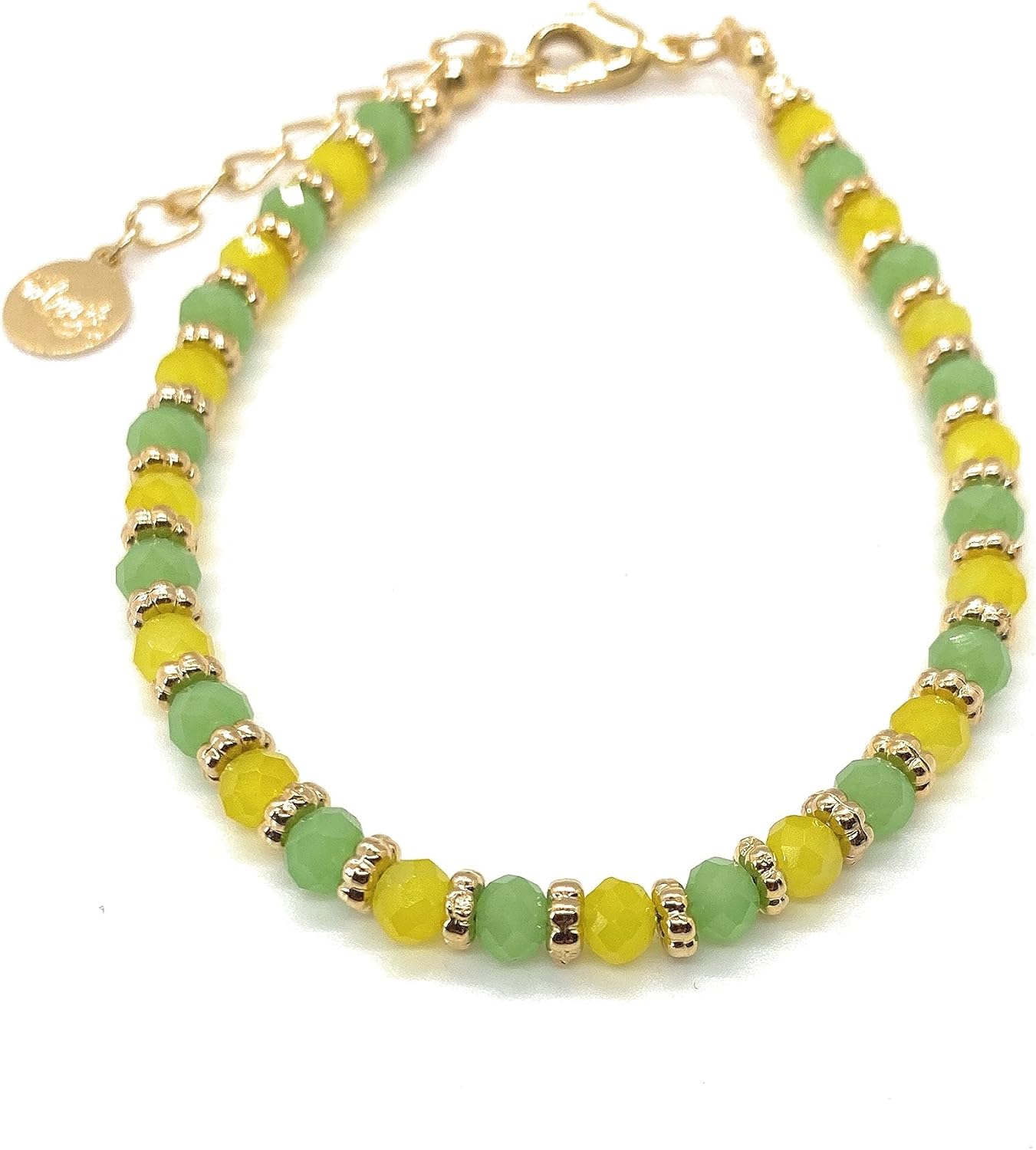 Green and Yellow Beaded Ide Babalawo Orula Bracelet for Adults Amulet Protection de Santeria Eleggua Ifa Oshun Religion Yoruba