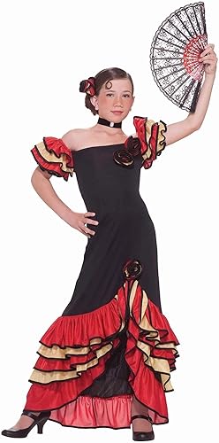 Disfraz de chica flamenco, para niñas, talla mediana, S, Multicolor