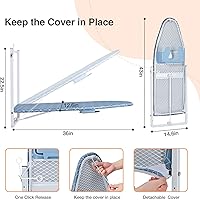 Vista 2 de KINGBOARD Wall Mounted Ironing Board with Iron Holder, Compact Ironing Board for Small Spaces, Foldable Iron Stand Heat Resistant Cover, 36" X 12