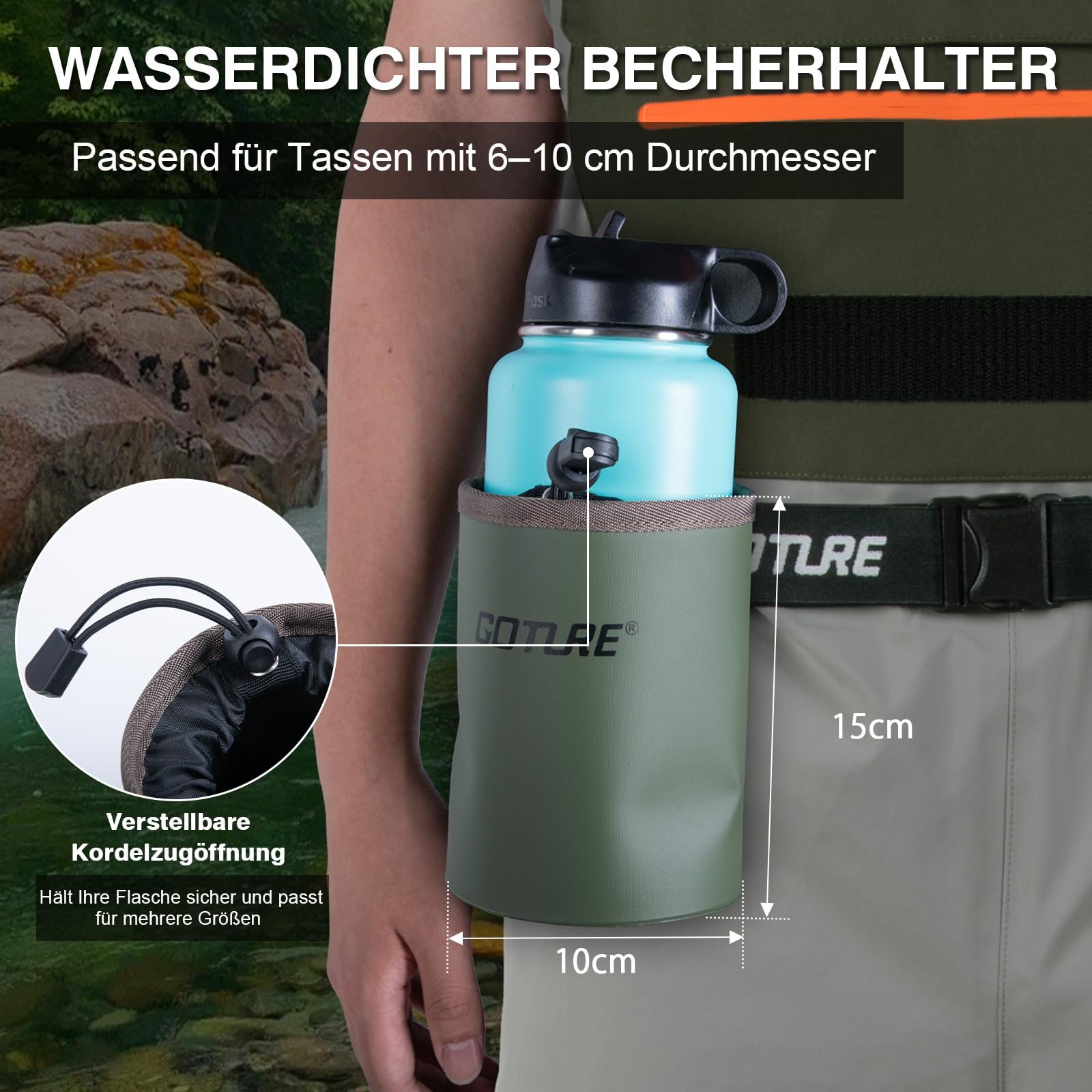 Goture Vadeadores para hombre impermeables, tejido transpirable mejorado, pantalones de vadeo impermeables para pesca con bolsillo impermeable, caza, vadeadores con parche de tela transpirable