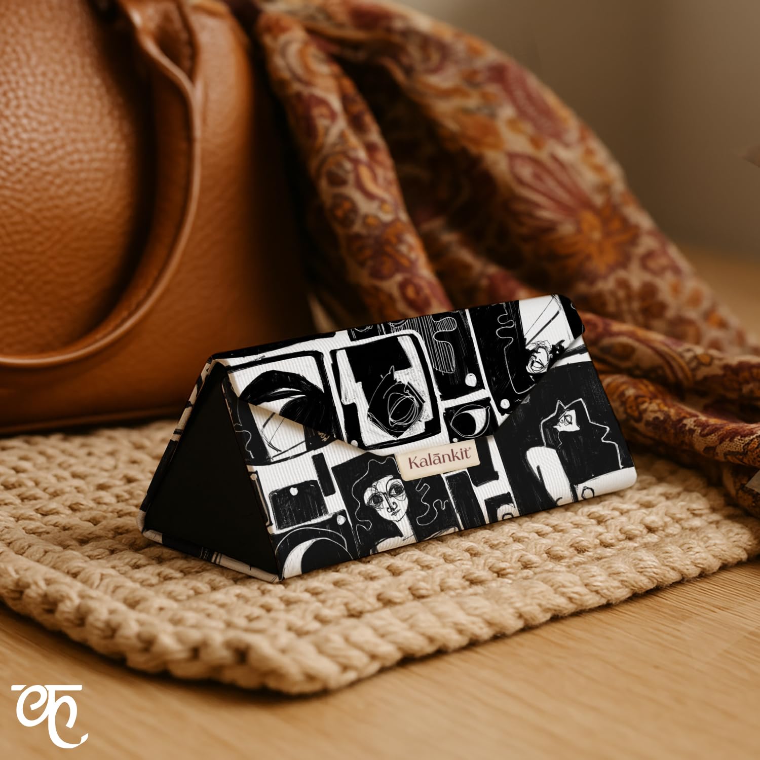 Kalankit Sunglass Case | Premium Foldable Eyeglass Cover for Women & Men | Vegan Leather Spectacle Holder | Travel-Friendly Glasses Pouch | Christmas & Secret Santa Gift | Par Log Kya Kahenge - Image 4 thumbnail