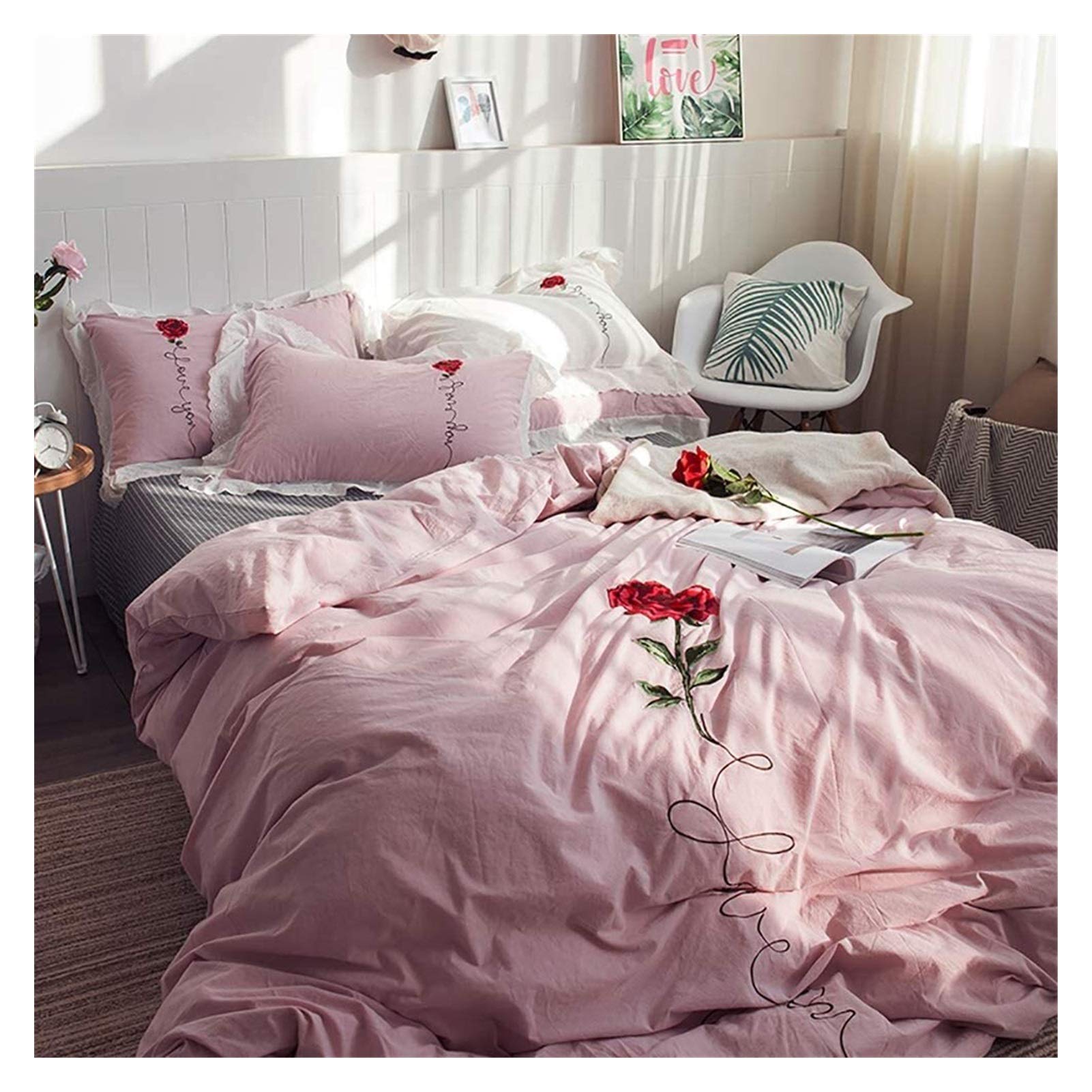 Housse de couette 220x240 en lin lavé et sa parure de lit 4 pièces