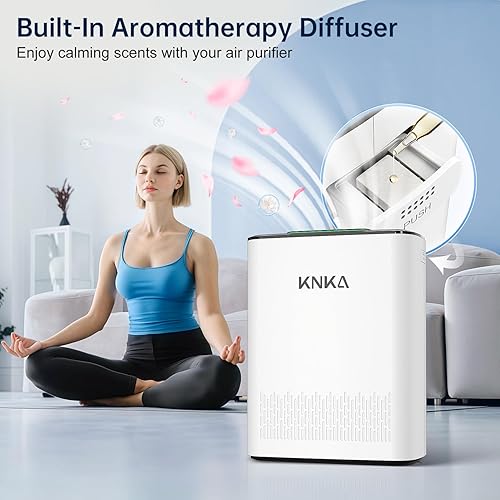 Miniatura 9 de KNKA Purificador de aire para el dormitorio del hogar, filtro de aire True HEPA con prefiltro lavable, pantalla AQI, modo turbo para mascotas,