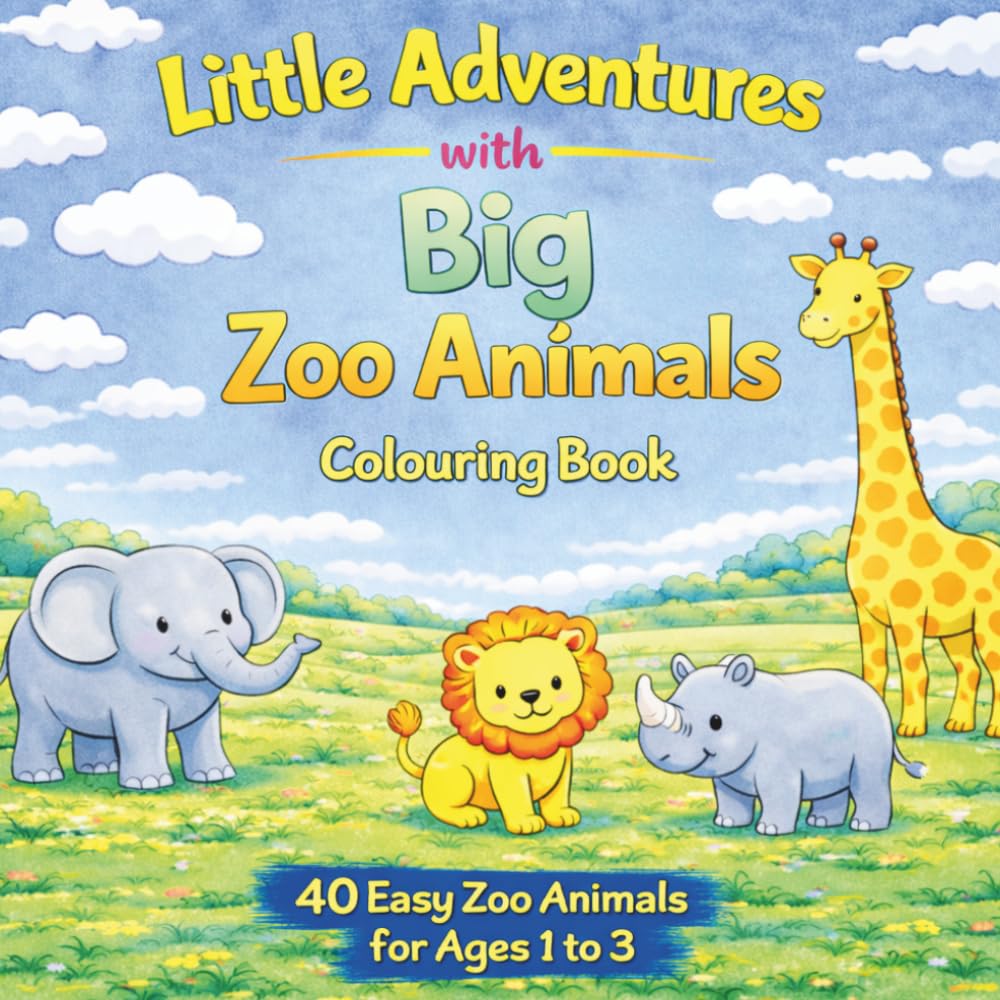 Little Adventures with Big Zoo Animals: A simple fun colouring book for toddlers