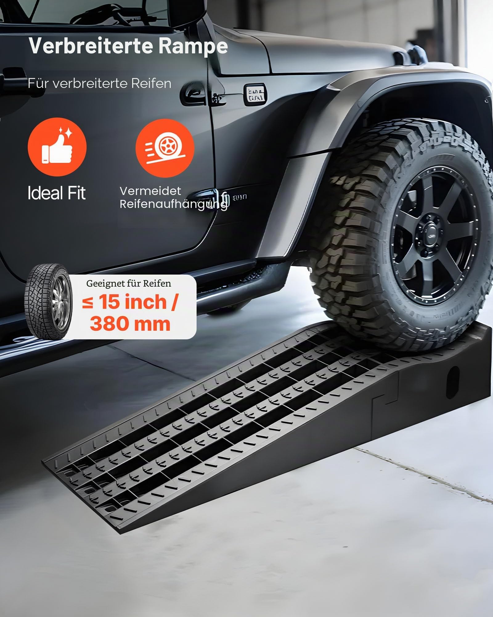 VEVOR Autorampen Auffahrrampen 2 STK. 160 mm Hubhöhe, tragbare & Auto-Servicerampen für Wartung in der Garage & Ölwechsel & Reparatur von LKW, 1474 kg (pro Rampe) belastbar Auffahrhilfe Schwarz
