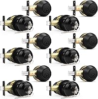 Vista 27 de Probrico Juego de pomo redondo para puerta de entrada y cerrojo de cilindro único, bronce aceitado, paquete de 1