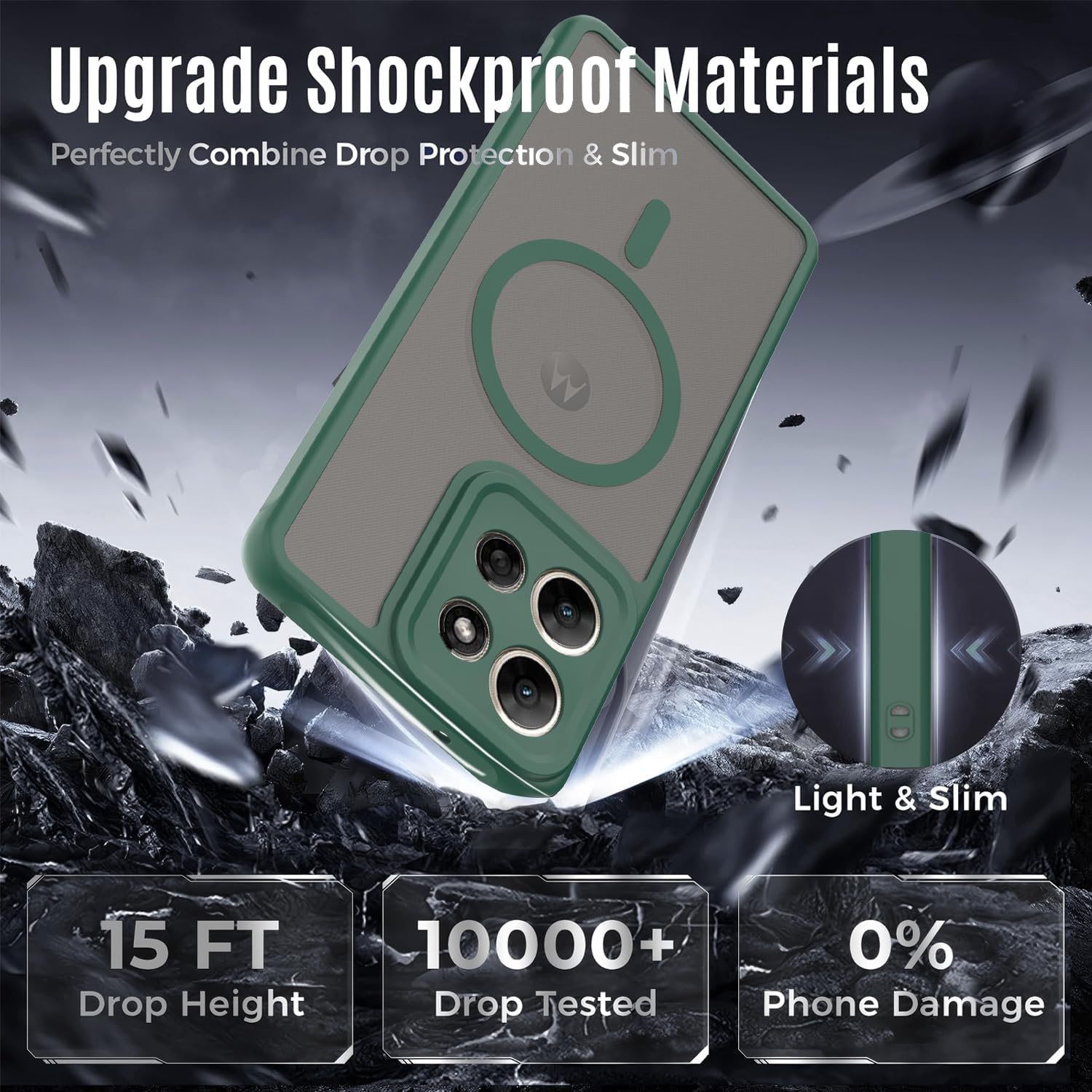 for Moto G Power 2026/2025 Case with Magsafe Magnetic Slim Shockproof Protective Case,Translucent Matte Back with Lanyard Strap and 2 * 9H Tempered Glass Screen Protector Phone Cover 6.8-inch-Green