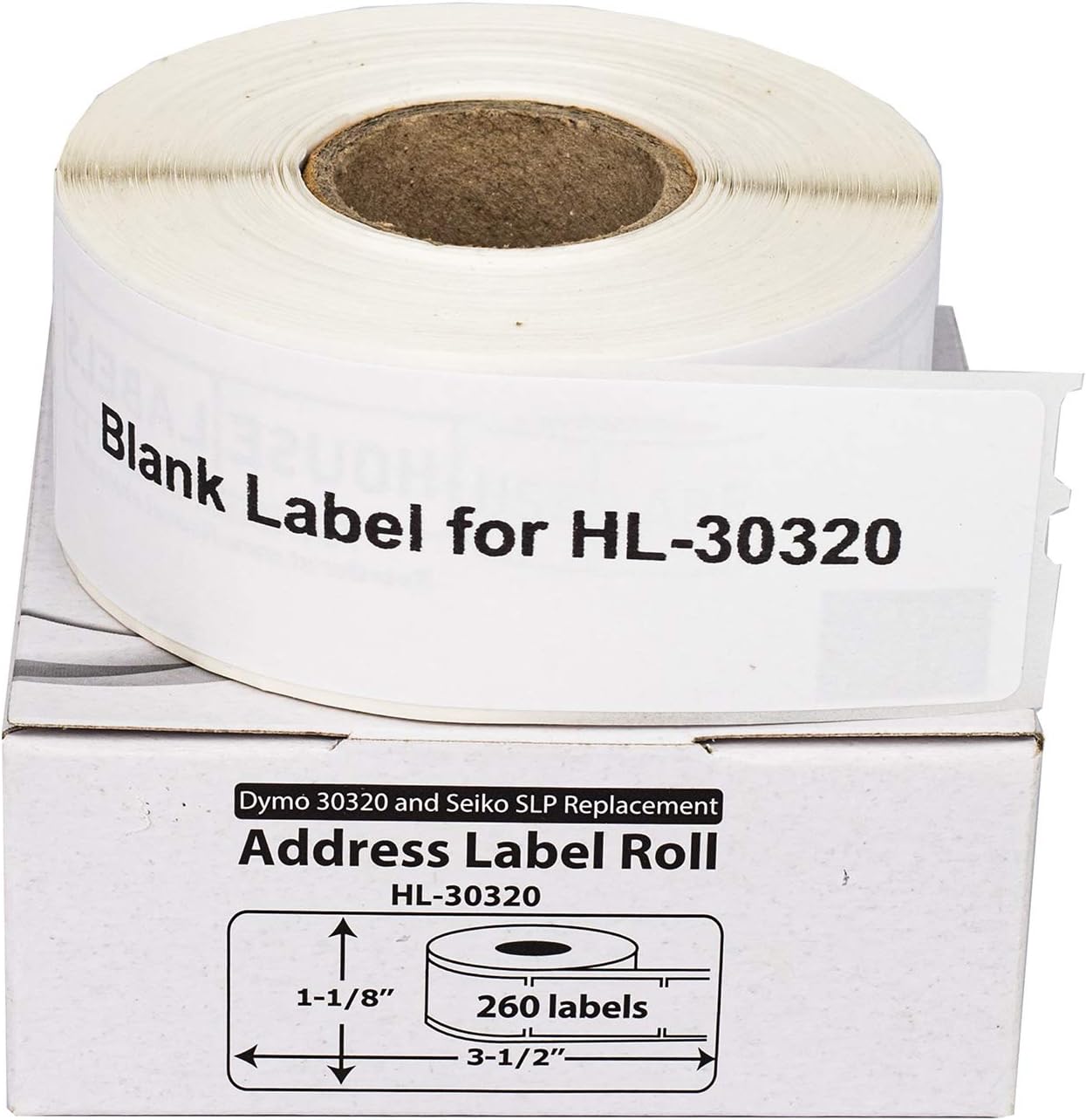 HOUSELABELS Compatible DYMO 30320 Address Labels (1-1/8" x 3-1/2"), Strong Permanent Adhesive, Compatible with DYMO LW 450, 4XL, Rollo & Zebra Desktop Printers, 12 Rolls /3120 Labels