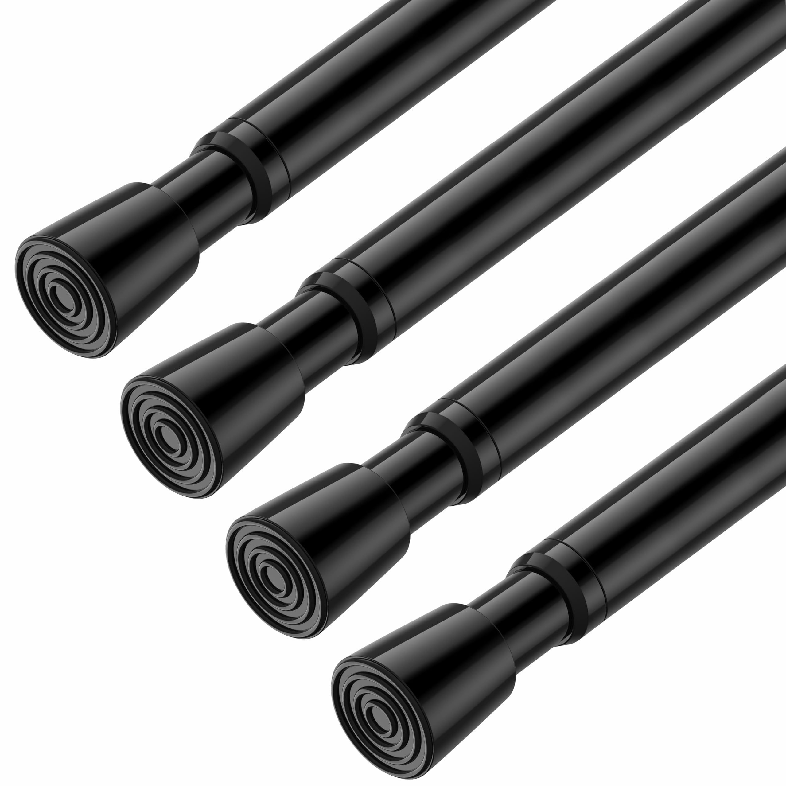AIZESI 4 Pack Tension Rods for Windows 26.5 to 36 inch, Adjustable Expandable Pressure Spring Curtain Rods No Drilling, Curtain Rods for Kitchen Curtains, Closet, Door, Black
