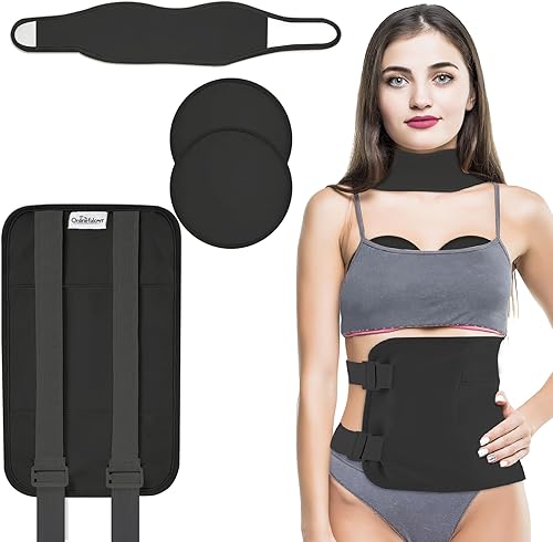 Paquete de aceite de ricino, paquete de 4 piezas reutilizables de algodón orgánico para cuello, cintura, pecho, rodilla, correa elástica ajustable,