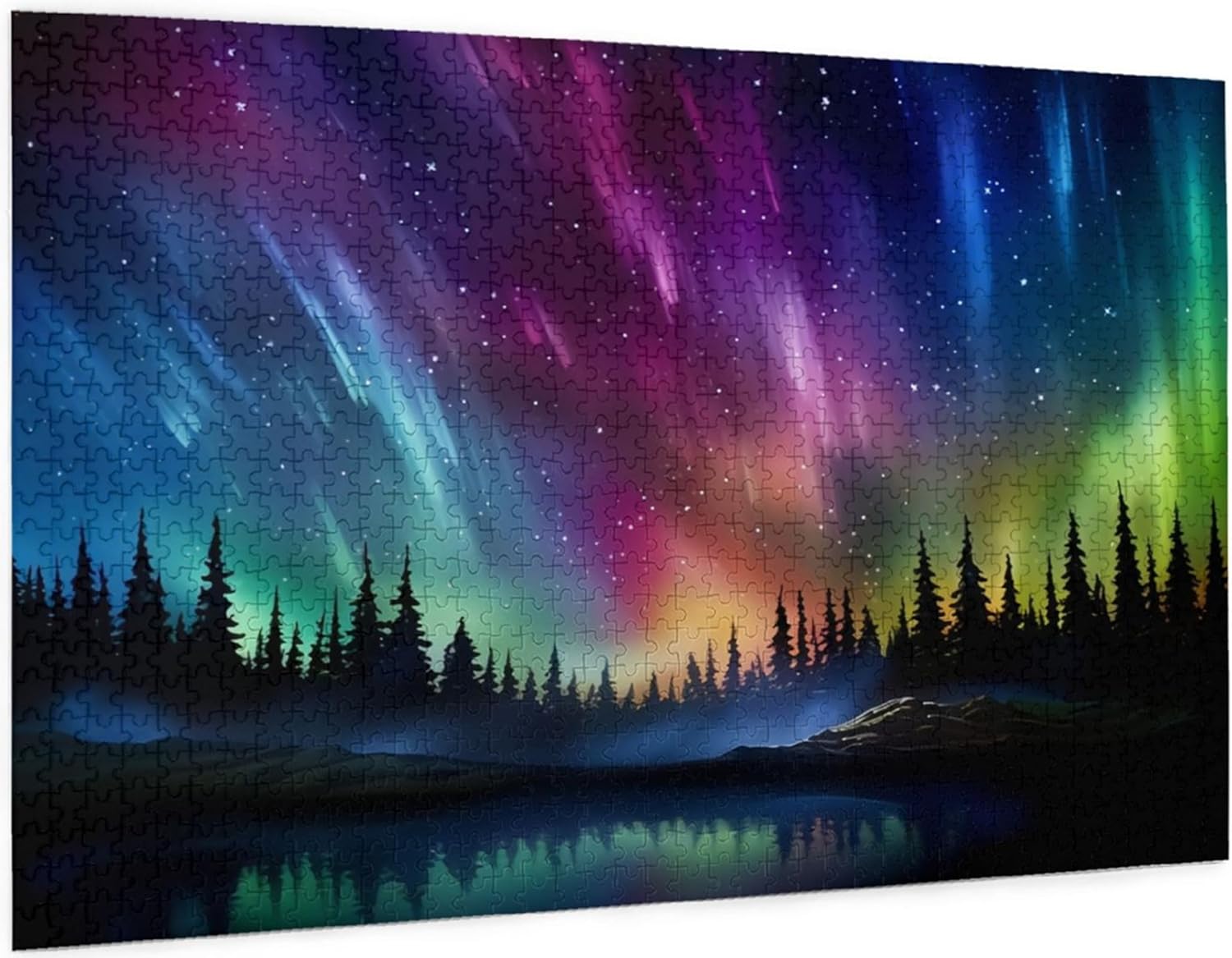 Puzzles for adults 1000 pieces jigsaw puzzles Aurora Northern Lights Over Canadian Forest Formation wooden to Explore and Enjoy Gifts Home Decoration 29.5 x 19.6 in