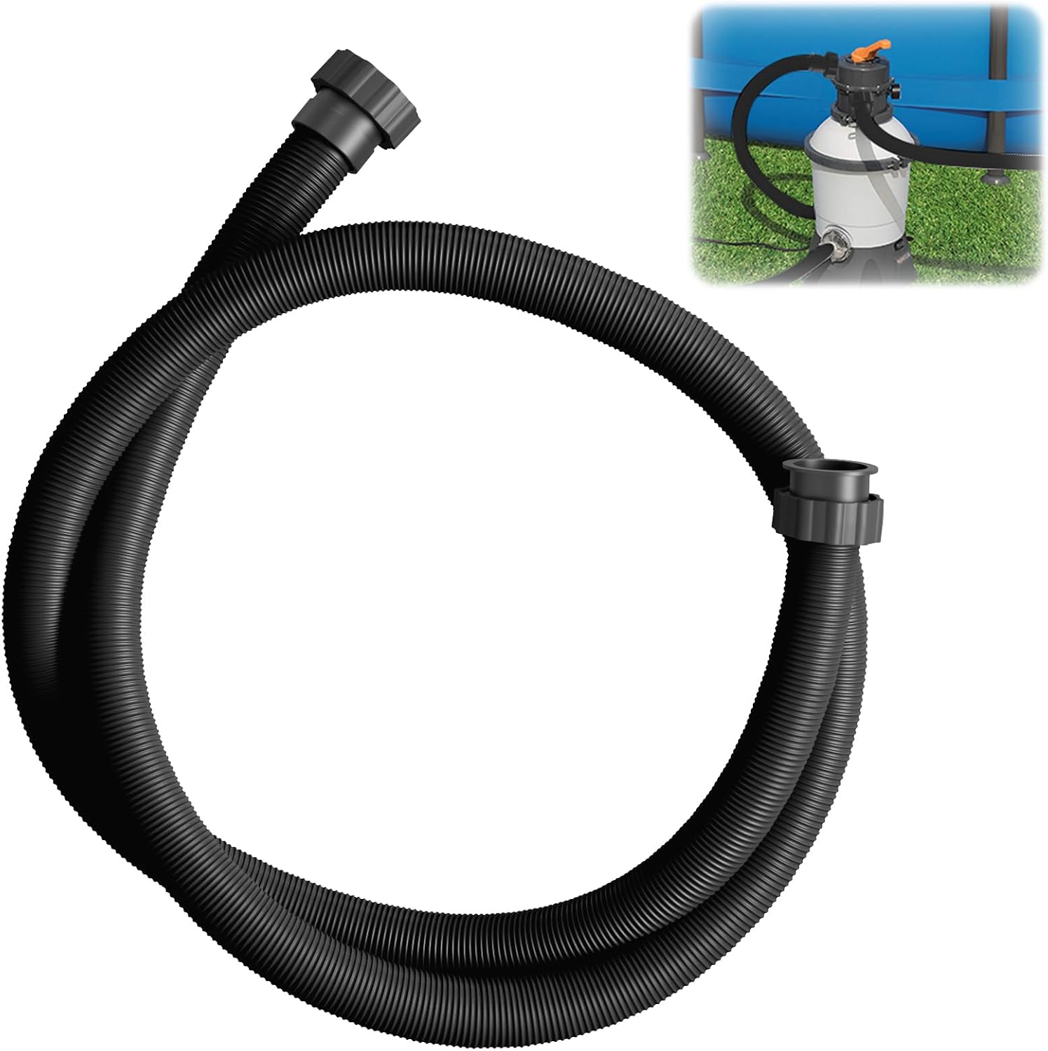 Pool Hoses for Above Ground Pools, 10 Ft Swimming Pool Replacement Hose, 1.5 Inch Diameter, Compatible with 29060E Filter Pumps & Saltwater Systems, Black