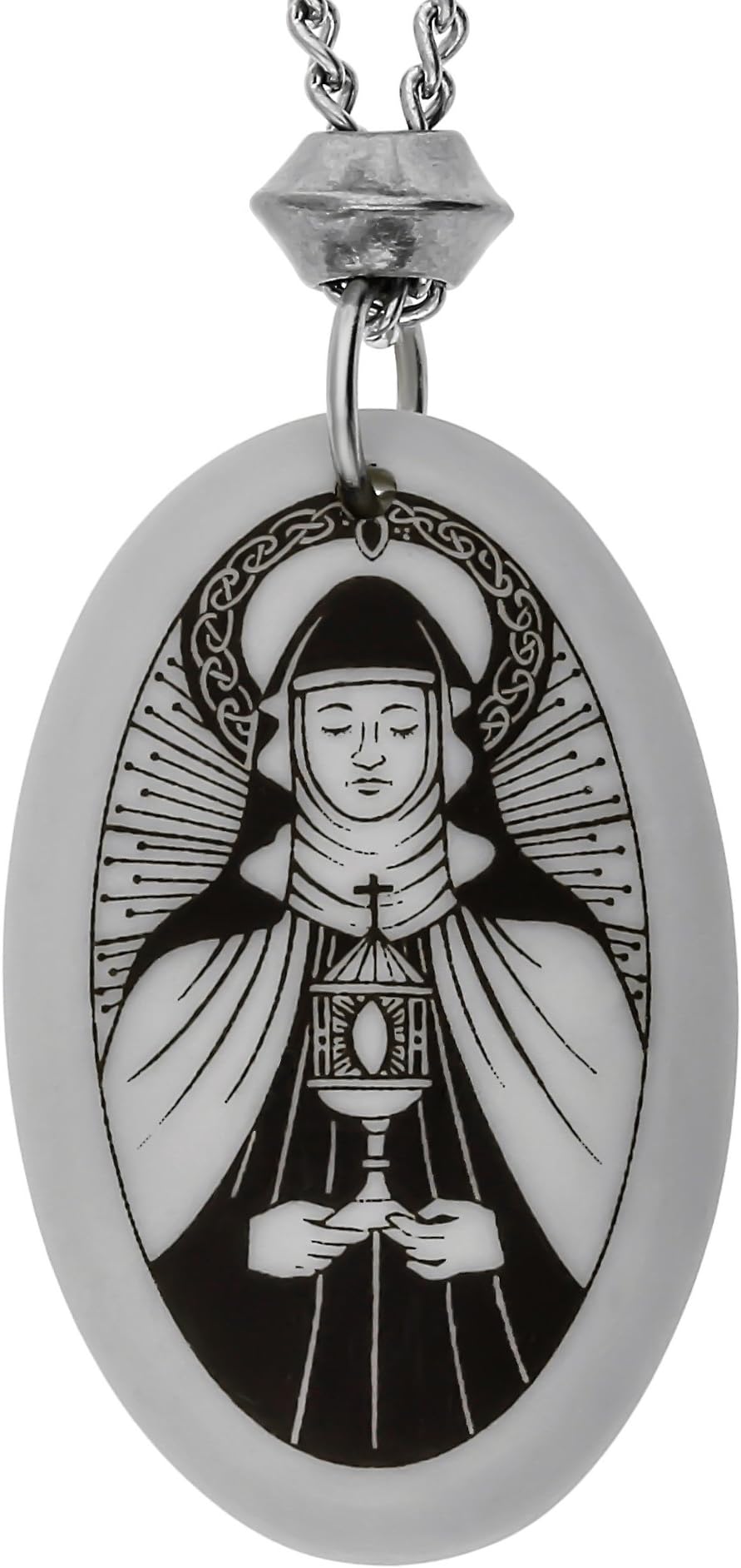 TSP Handcraft Saint Clare Oval Porcelain Pendant (with 22 inch Chain)