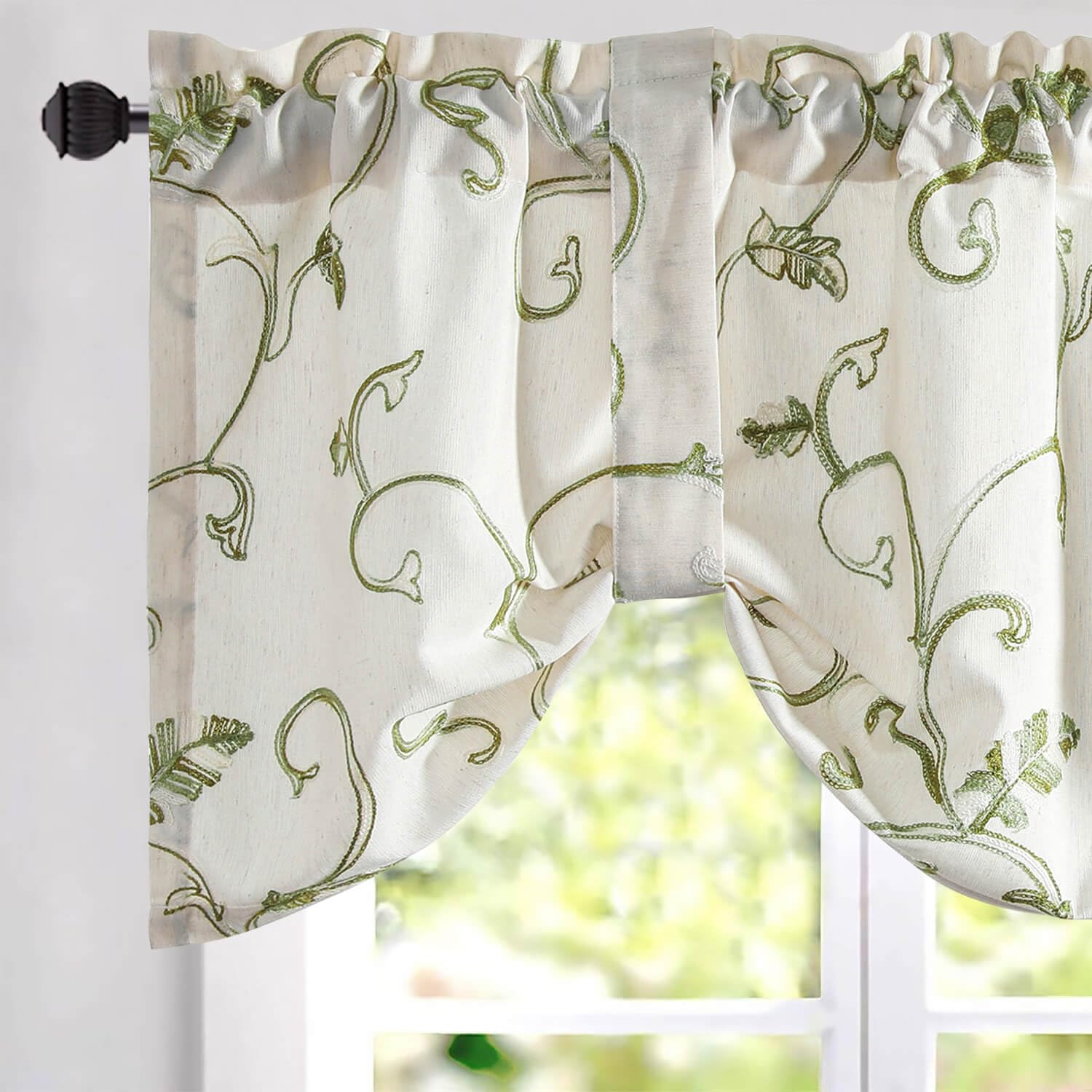 VOGOL Green Vines Adjustable Kitchen Valance