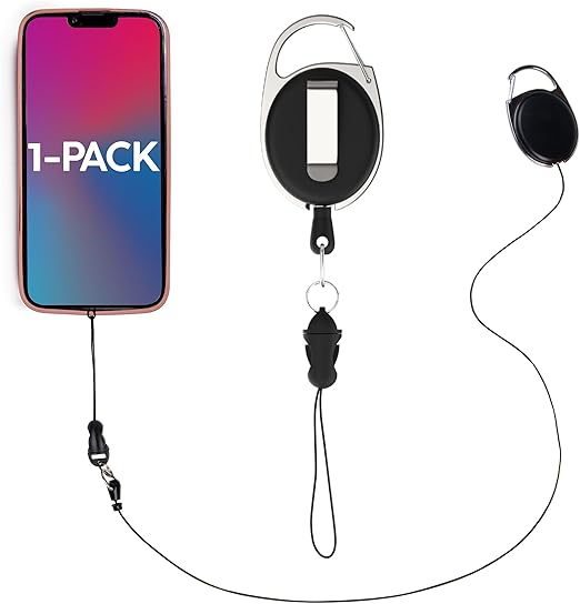 Phone Assured - Anti- Drop- Anti-Theft - Anti-Damage - Retractable Smartphone Safety Leash and Clip