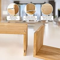 Vista 4 de HOMWOO Estante flotante, estante flotante de madera maciza de roble de grado FAS en forma de U, estantes de pared flotantes para dormitorio, sala