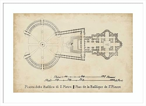 Amanti Art Lienzo enmarcado para pared (41 x 30 pulgadas), diseño de basílica de San Pedro, póster enmarcado para decoración de pared, sala de
