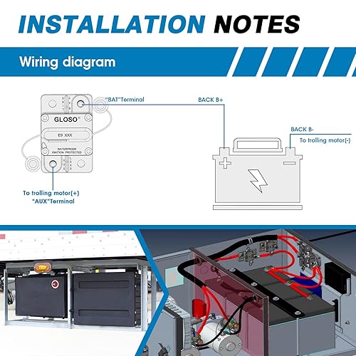 Miniatura 3 de GLOSO E98 Manaul Reset, impermeable IP67 Marine Auto Camión, perno de 14", disyuntor Hi-Amp (150A)