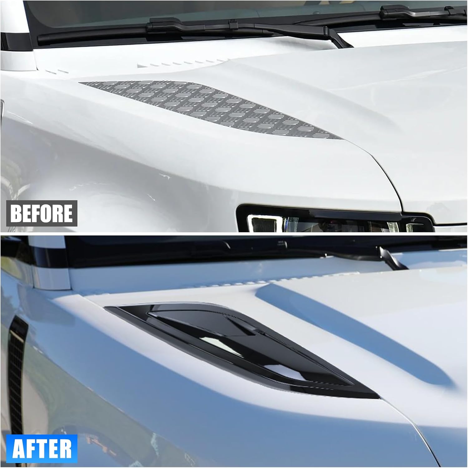 Engine hood side vents decoration ABS Black Body Anti-Scratch Protection Cover Trim Kit Compatible with 2020-2025 Land Rover Defender 90 110 130 Decoration Armor Sticker Trim Exterior Accessories