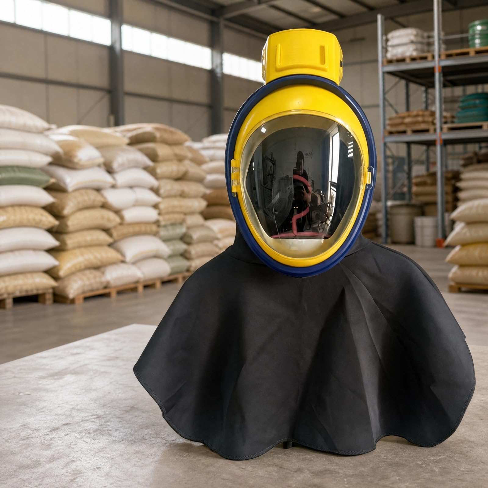 harayaa Maschera con Alimentazione D'ossigeno Resistente Maschera a Ventilazione Forzata Leggero Casco con Visiera Trasparente per Lavori Industriali
