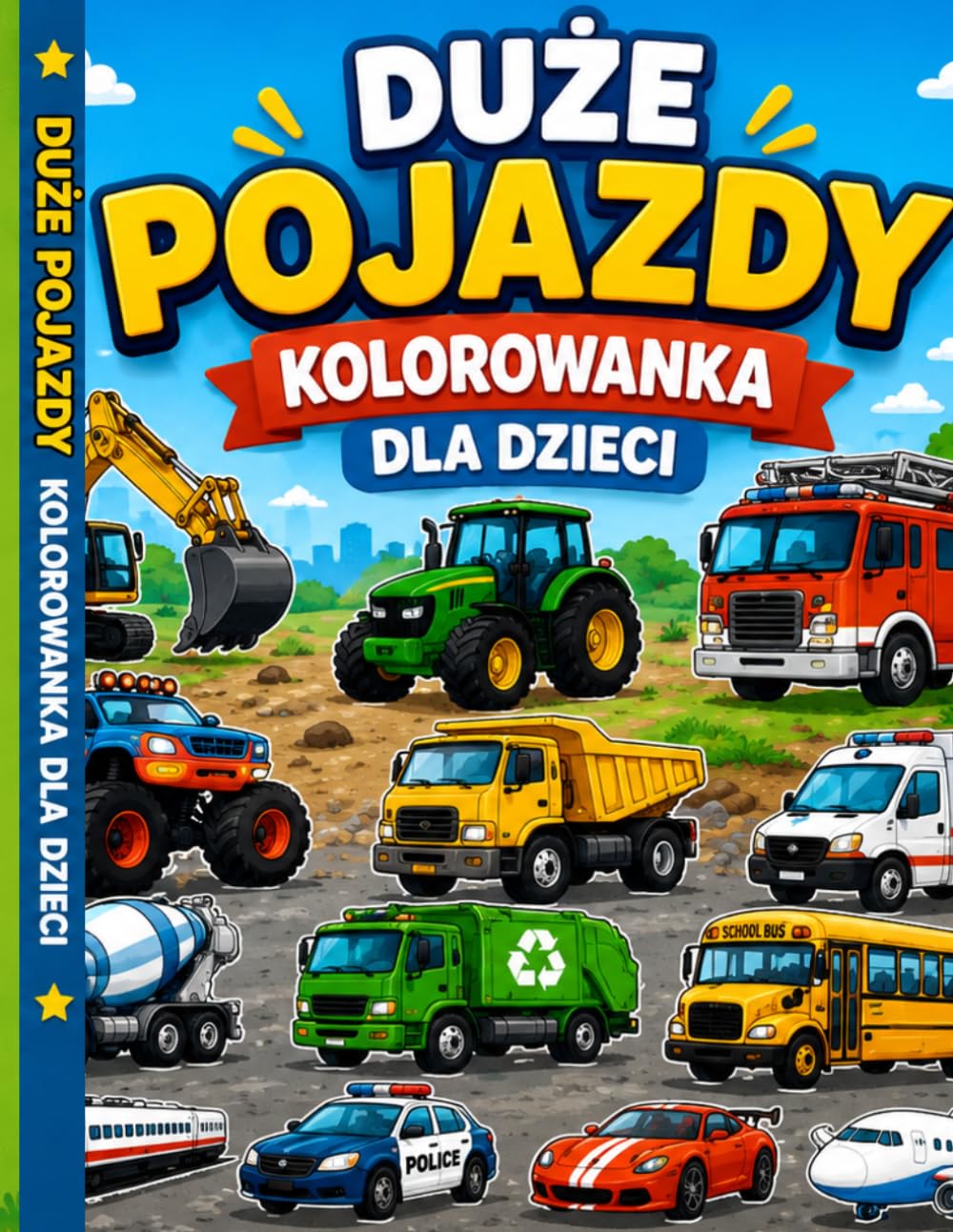 Duże pojazdy kolorowanka da dzieci