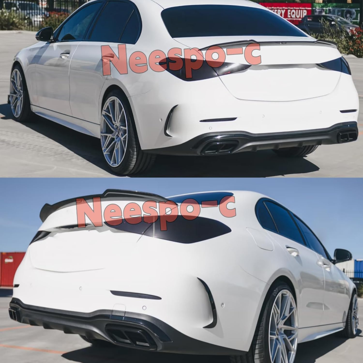 Rear Spoiler Wing Compatible with Mercedes C-Class W206 C300/ C43/ C63 2022 2023 2024 2025 (4-Door Sedan Only), Gloss Black PSM Duckbill Style Decklid Lip Exterior Accessories