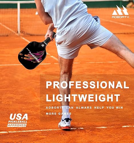 Miniatura 5 de AOBORTY Pickleball Paddles 4 Pack - Light Graphite Premium Rackets Fiber Face & Polymer Honeycomb Core Pickleball Set with 6 Outdoor Indoor Balls