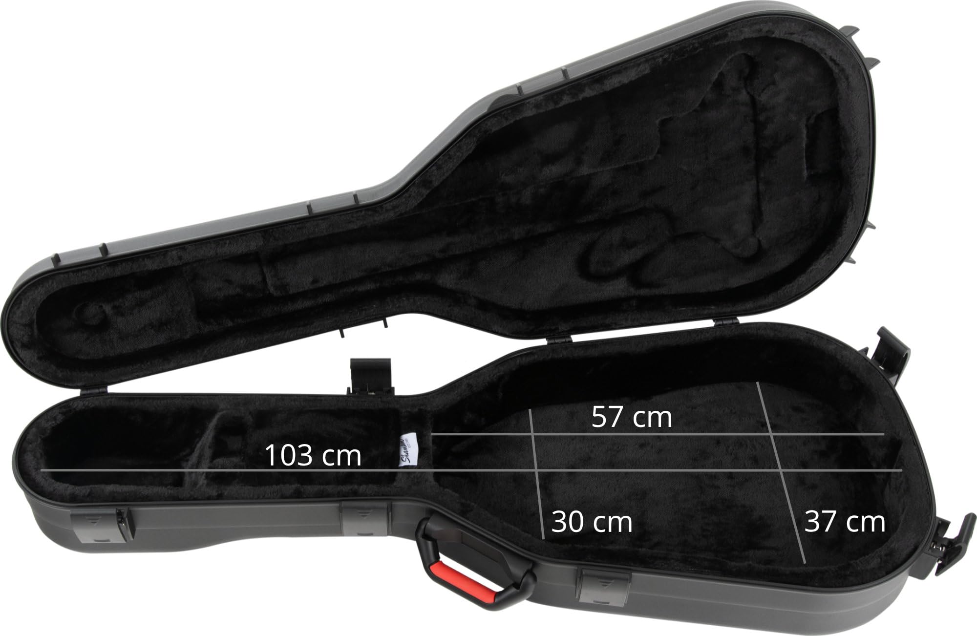 Shaman KGPC-5122BK Klassikgitarren Case Schwarz - Aus stabilem PolypropylenInnen - Mit schwarzem Plüsch ausgekleidet - Mit 6 Schnappschlössern gesichert - Passend für Klassische Gitarren in 4/4-Größe