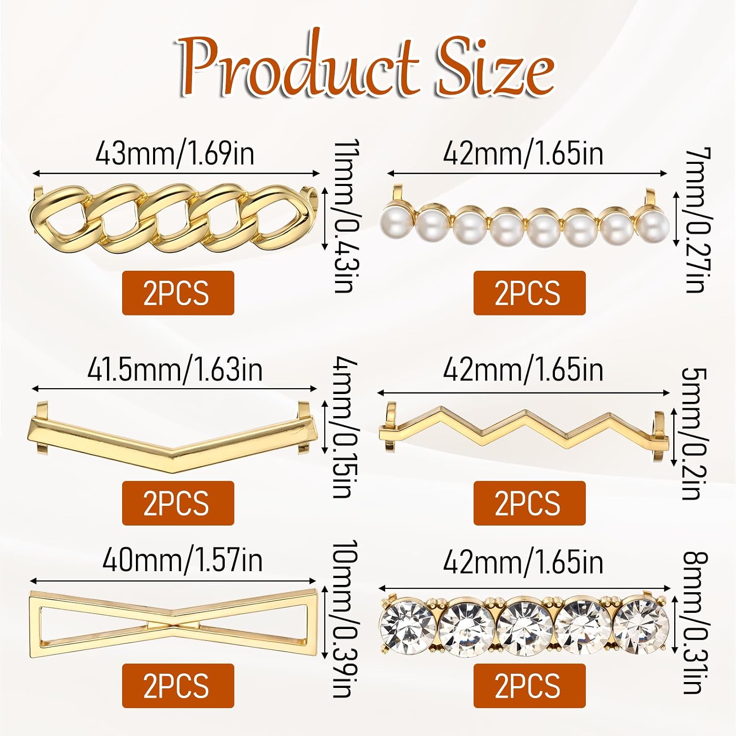 JJUNW 12 PCS Shoelace Charms, DIY Decorative Shoe Clips, Gold Sneakers Shoelaces Decorations Faux Pearl Rhinestones Shoes Accessory Girl Women Casual Shoes