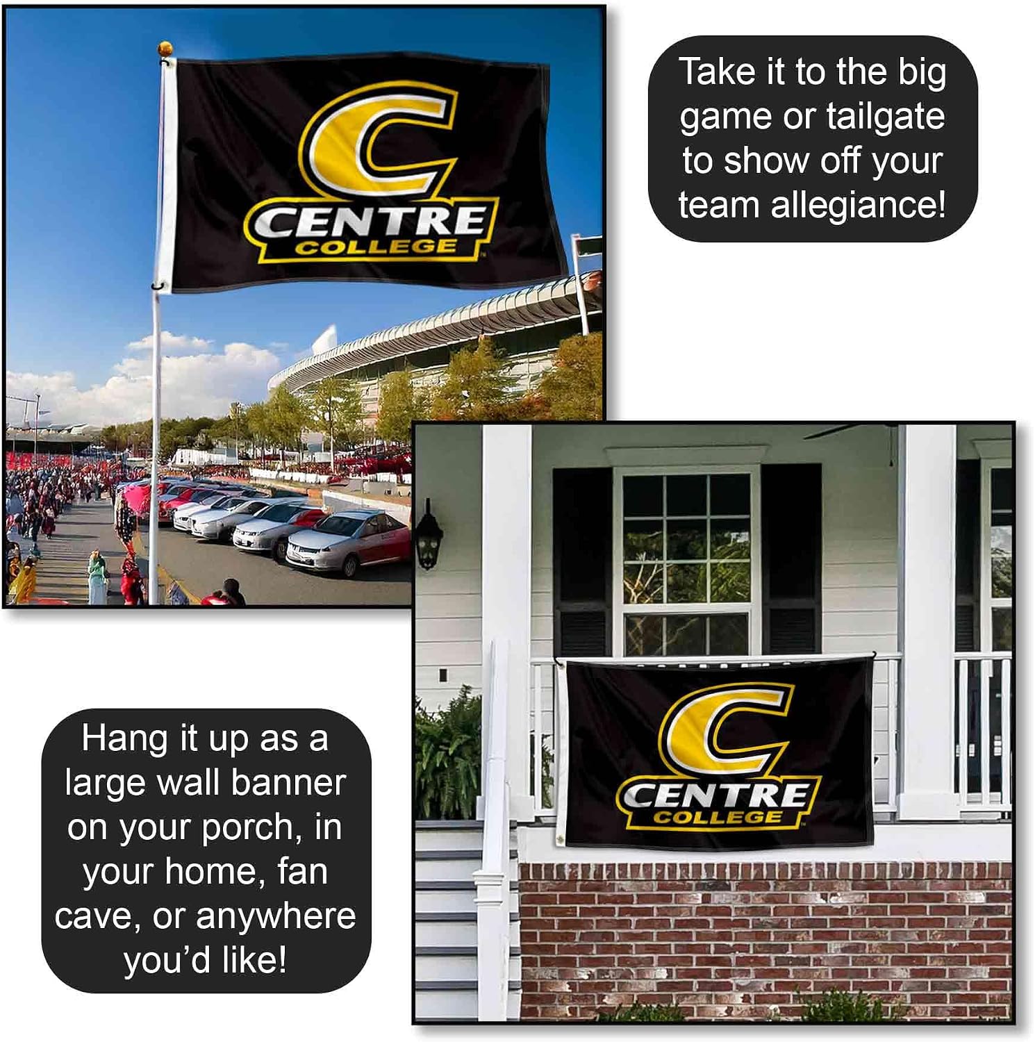 Centre College Colonels Wordmark Large Grommet Banner Flag