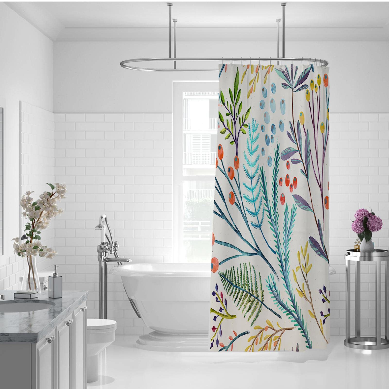 Liść kwiatowa zasłona prysznicowa roślina liście akwarela łazienka akcesoria do wanny wystrój można prać w pralce zasłony prysznicowe z 12 haczykami 180 x 240 cm