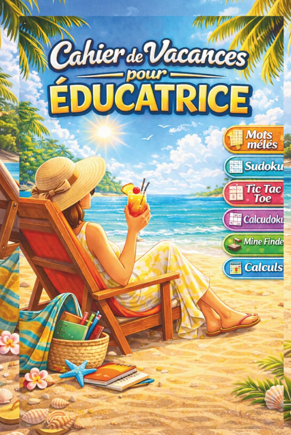 Cadeau Educatrice Garderie Francais : Cahier de vacances pour éducatrice – Un cadeau original et ludique de remerciement– Jeux Amusants et Intelligents pour se détendre et s’amuser tout l’été.