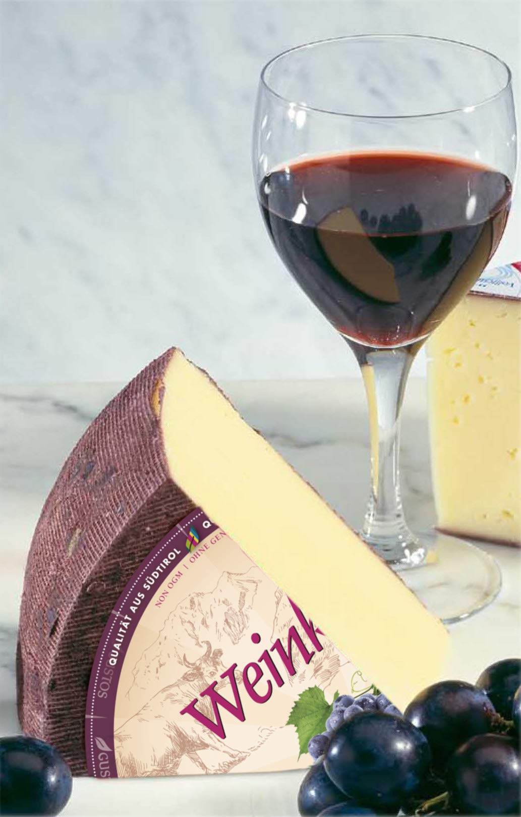 GUSTOS - Formaggio Altoatesino di Montagna, all'Uva Nera, 650 g, Senza Lattosio, Gustoso e Saporito